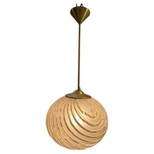 Mid-Century German Putzler Gold Tinted Glass Hanging Light