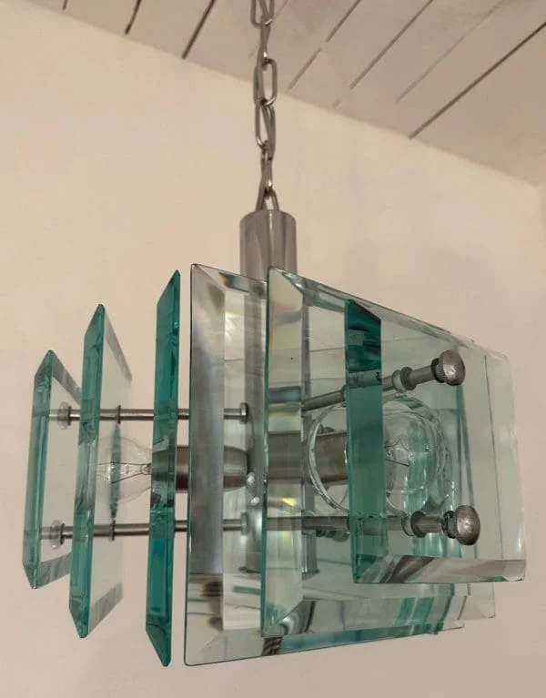 Mid-Century Italian Square Green Glass Chandelier by Lupi Cristal Luxor - Image 19