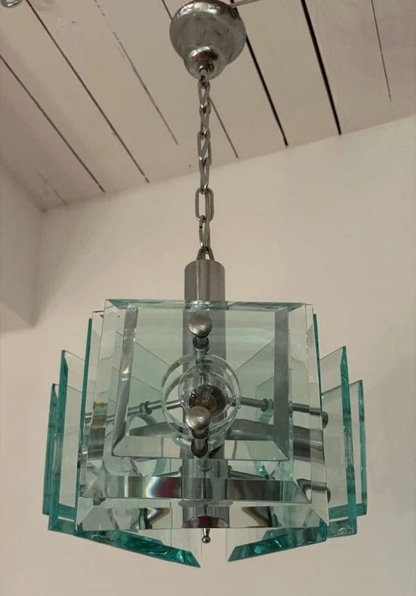 Mid-Century Italian Square Green Glass Chandelier by Lupi Cristal Luxor - Image 20