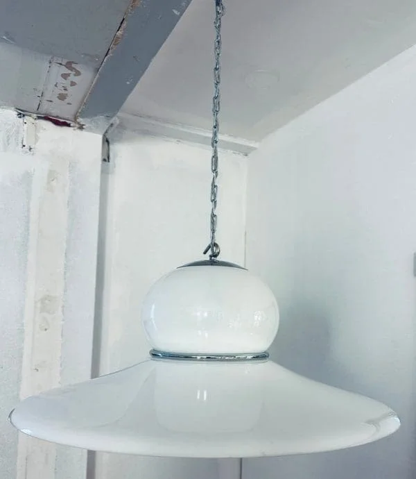 Mid-Century White Plexiglass Space Age Guzzini Hanging Light - Image 12