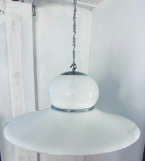 Mid-Century White Plexiglass Space Age Guzzini Hanging Light - Image 13