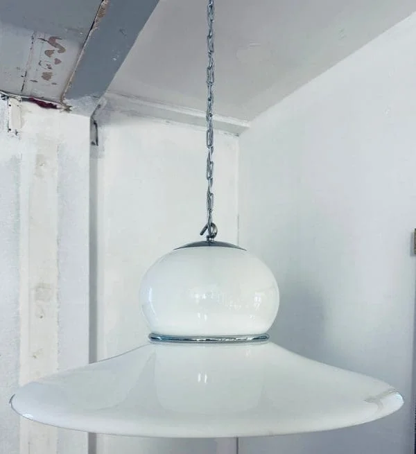 Mid-Century White Plexiglass Space Age Guzzini Hanging Light - Image 14