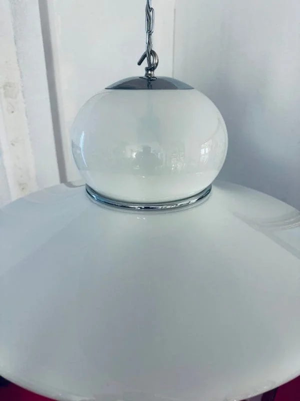 Mid-Century White Plexiglass Space Age Guzzini Hanging Light - Image 18