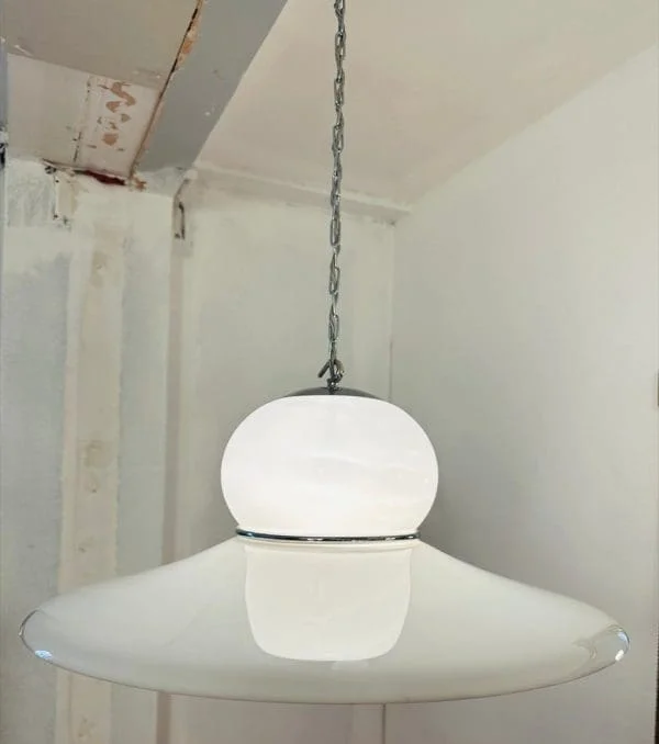 Mid-Century White Plexiglass Space Age Guzzini Hanging Light - Image 5