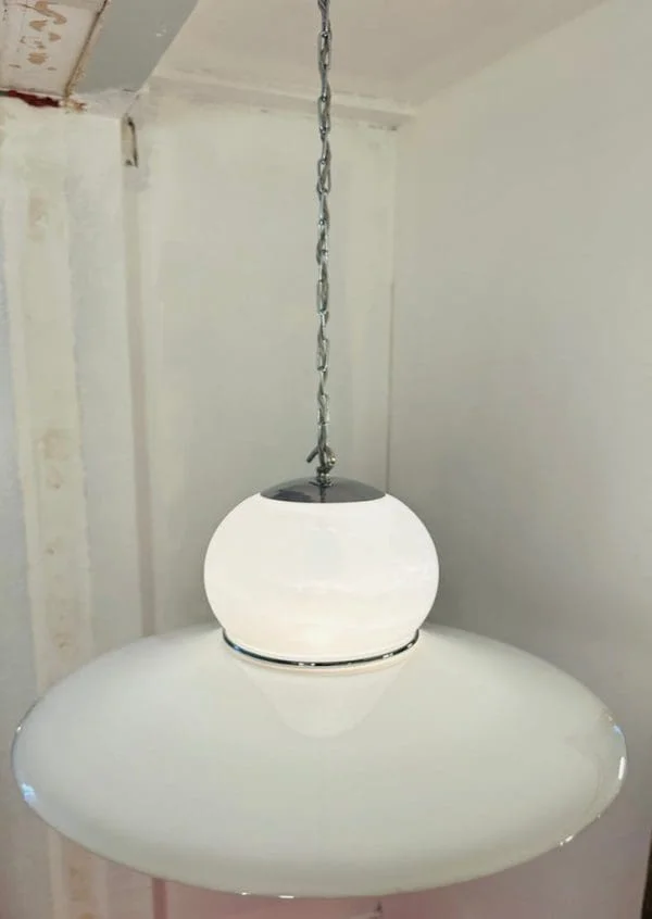 Mid-Century White Plexiglass Space Age Guzzini Hanging Light - Image 7