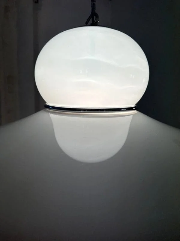 Mid-Century White Plexiglass Space Age Guzzini Hanging Light - Image 9