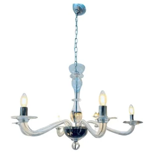 1990S Italian Murano Clear Glass Chandelier by Sylcom