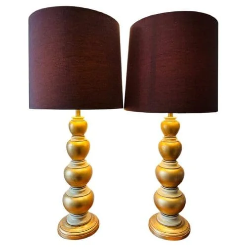 Pair of 1950S Frederick Cooper Gold Leaf Table Lamps