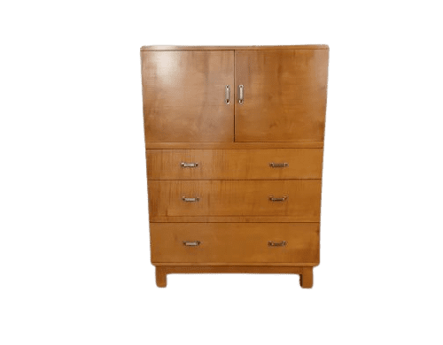 Art deco linen press in a satin maple