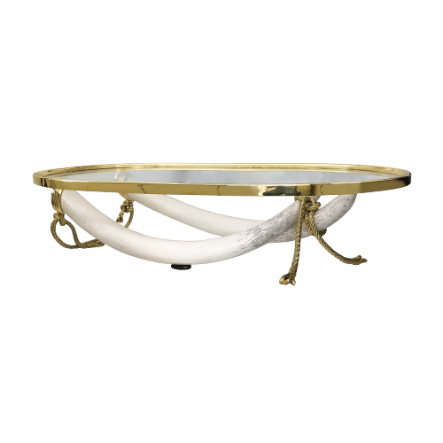 Italo Valenti Brass And Faux Elephant Tusks Coffee Table