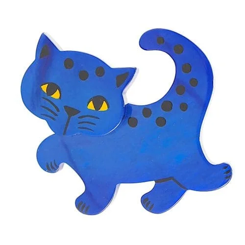 French vintage galalith brooch Pois Chat hand painted polka dot cat Brooch by Pavone