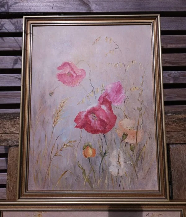 Pair of framed floral oil paintings by US artist Kathleen Hobbs - Image 5