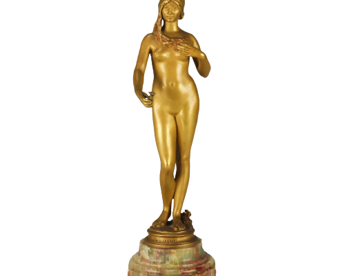 Art Nouveau Early 20th Century Gilt Bronze "La Jeuneuse" by Antonin Carlès