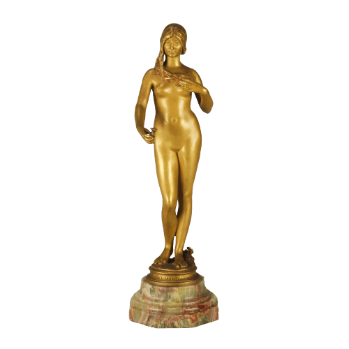 Art Nouveau Early 20th Century Gilt Bronze "La Jeuneuse" by Antonin Carlès