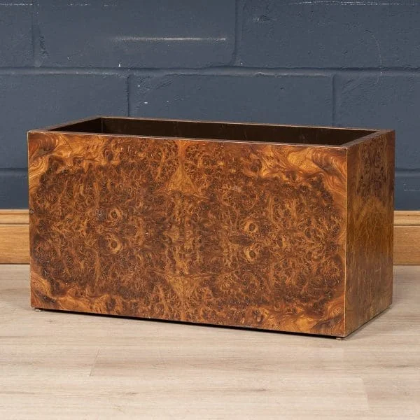 Large Burled Walnut Veneer Jardiniere by Willy Rizzo, Italy Circa 1970 - Image 2