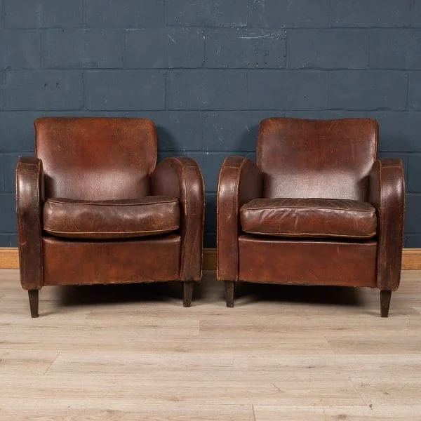 Pair of Sheepskin Leather Club Chairs, Holland, Late 20th Century - Image 2