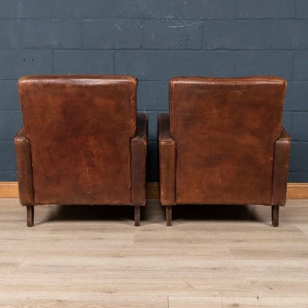 Pair of Sheepskin Leather Club Chairs, Holland, Late 20th Century - Image 5