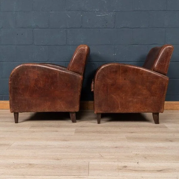 Pair of Sheepskin Leather Club Chairs, Holland, Late 20th Century - Image 6