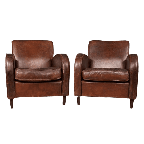 Pair of Sheepskin Leather Club Chairs, Holland, Late 20th Century