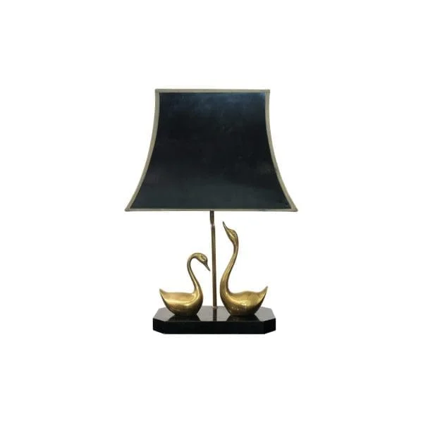 Maison Jansen Brass Swans Table Lamp