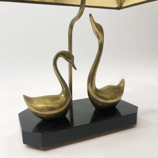 Maison Jansen Brass Swans Table Lamp - Image 7