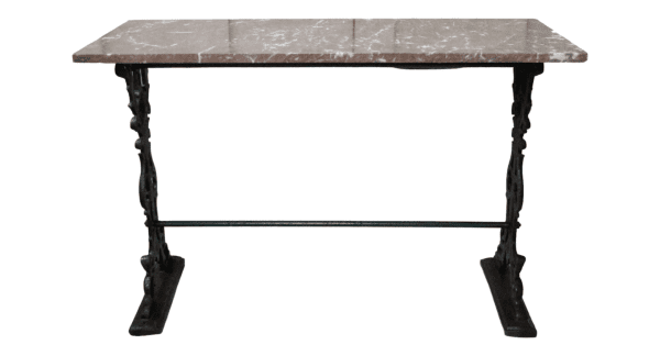 French Marble Topped Cast Iron Console Table