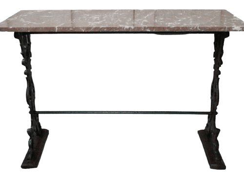 French Marble Topped Cast Iron Console Table