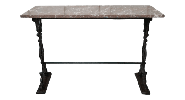 French Marble Topped Cast Iron Console Table