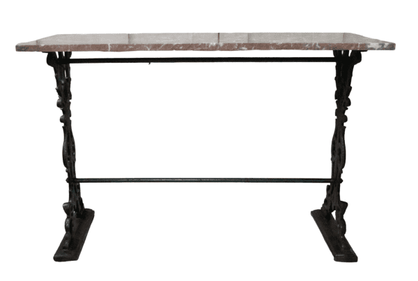 French Marble Topped Cast Iron Console Table