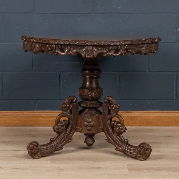 Massive Antique Black Forest Tilt-Top Table, Switzerland, Late 19th Century - Image 4