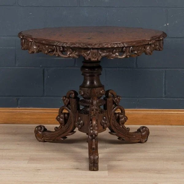 Massive Antique Black Forest Tilt-Top Table, Switzerland, Late 19th Century - Image 6