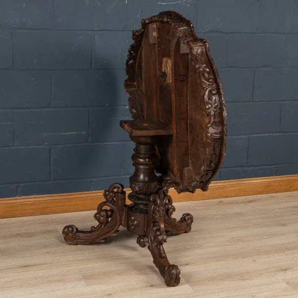 Massive Antique Black Forest Tilt-Top Table, Switzerland, Late 19th Century - Image 7