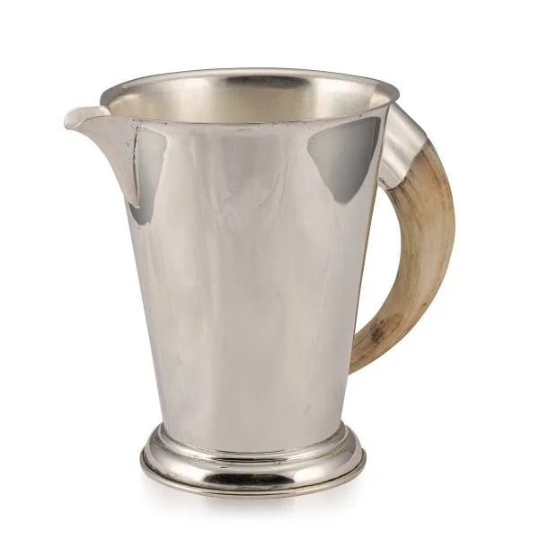 Mid 20th Century Silver Plated Water Pitcher with a Hippopotamus Tooth Handle, England - Image 2