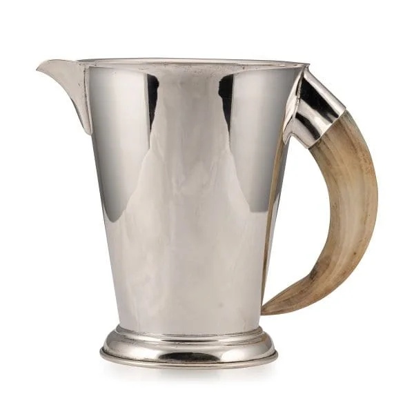 Mid 20th Century Silver Plated Water Pitcher with a Hippopotamus Tooth Handle, England - Image 3