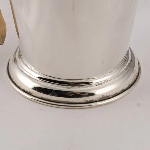 Mid 20th Century Silver Plated Water Pitcher with a Hippopotamus Tooth Handle, England - Image 10