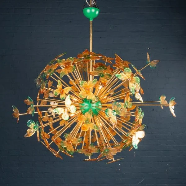 Modern Large Handmade Venetian Glass Butterfly "Sputnik" Chandelier - Image 2