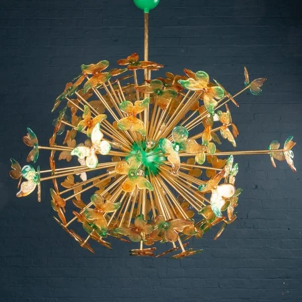 Modern Large Handmade Venetian Glass Butterfly "Sputnik" Chandelier - Image 3