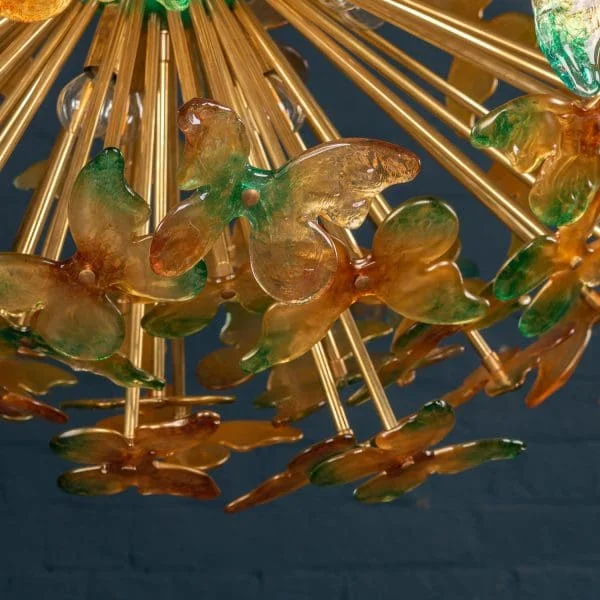 Modern Large Handmade Venetian Glass Butterfly "Sputnik" Chandelier - Image 6