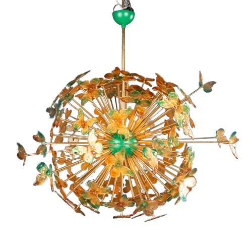 Modern Large Handmade Venetian Glass Butterfly "Sputnik" Chandelier
