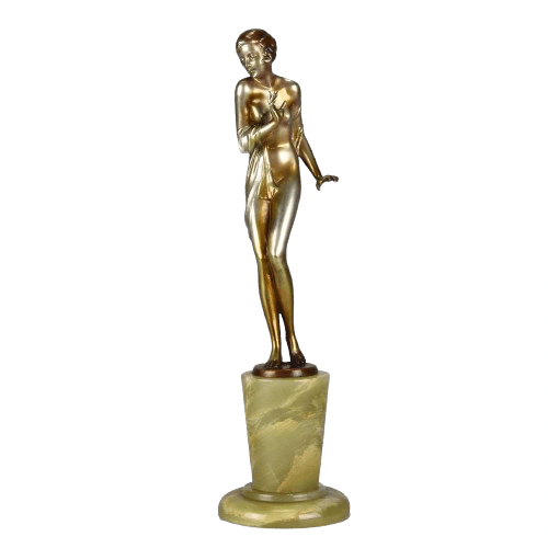 Art Deco Bronze Figure "Modesty" by Josef Lorenzl