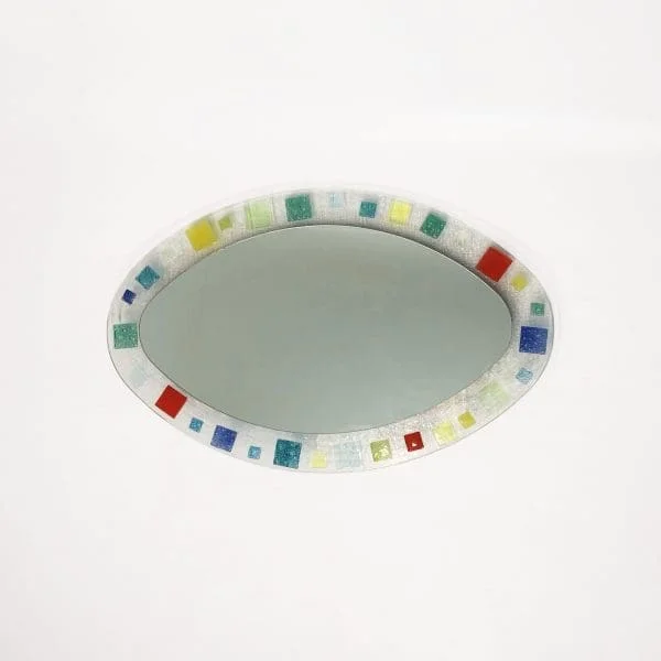 Small Murano Glass Oval Mirror 1970s Italian Barovier & Toso Style Vintage Retro - Image 2