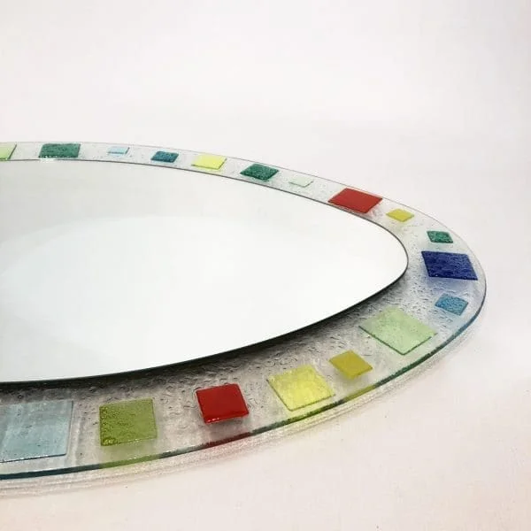 Small Murano Glass Oval Mirror 1970s Italian Barovier & Toso Style Vintage Retro - Image 4