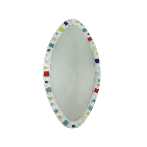 Large Murano Glass Oval Mirror Circa 1970s