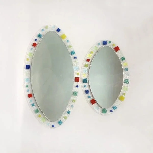 Midcentury Large Murano Glass Oval Mirror Circa 1970s - Image 3