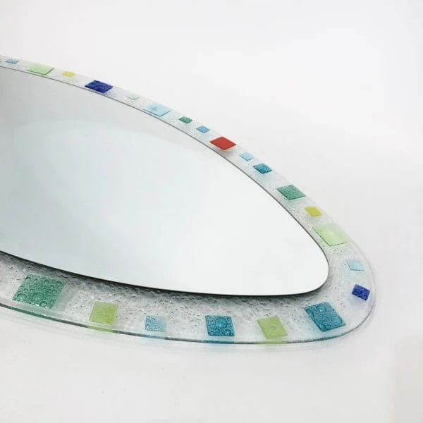 Midcentury Large Murano Glass Oval Mirror Circa 1970s - Image 4