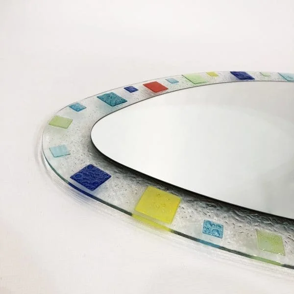 Midcentury Large Murano Glass Oval Mirror Circa 1970s - Image 5