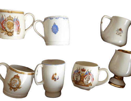 Collectable Royal Mugs X 6 And A Milk Jug