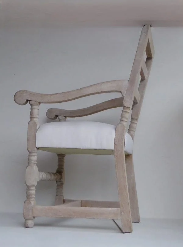 Magnificent Weathered Solid Oak Upholstered Carver Chair