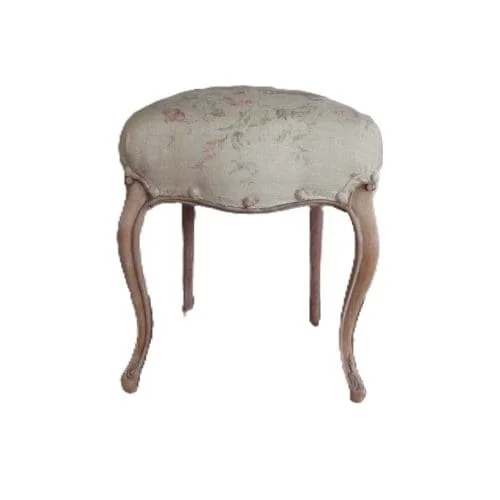 Antique Mahogany Stool Upholstered In Ralph Lauren Fabric