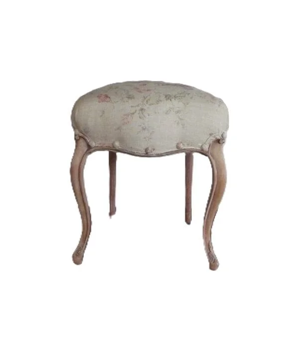 Antique Mahogany Stool Upholstered In Ralph Lauren Fabric